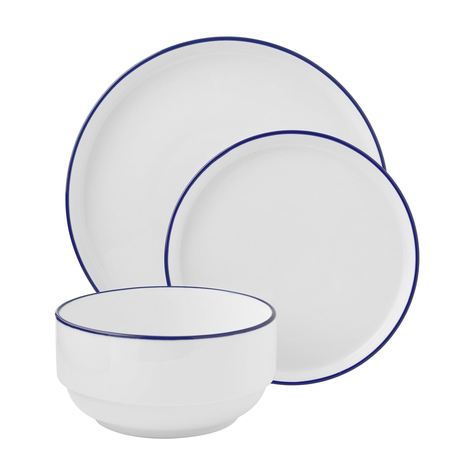 Blue Rim Stoneware Dinnerware Set -12 Pcs Blue Rim Stoneware Dinnerware Set -12 Pcs